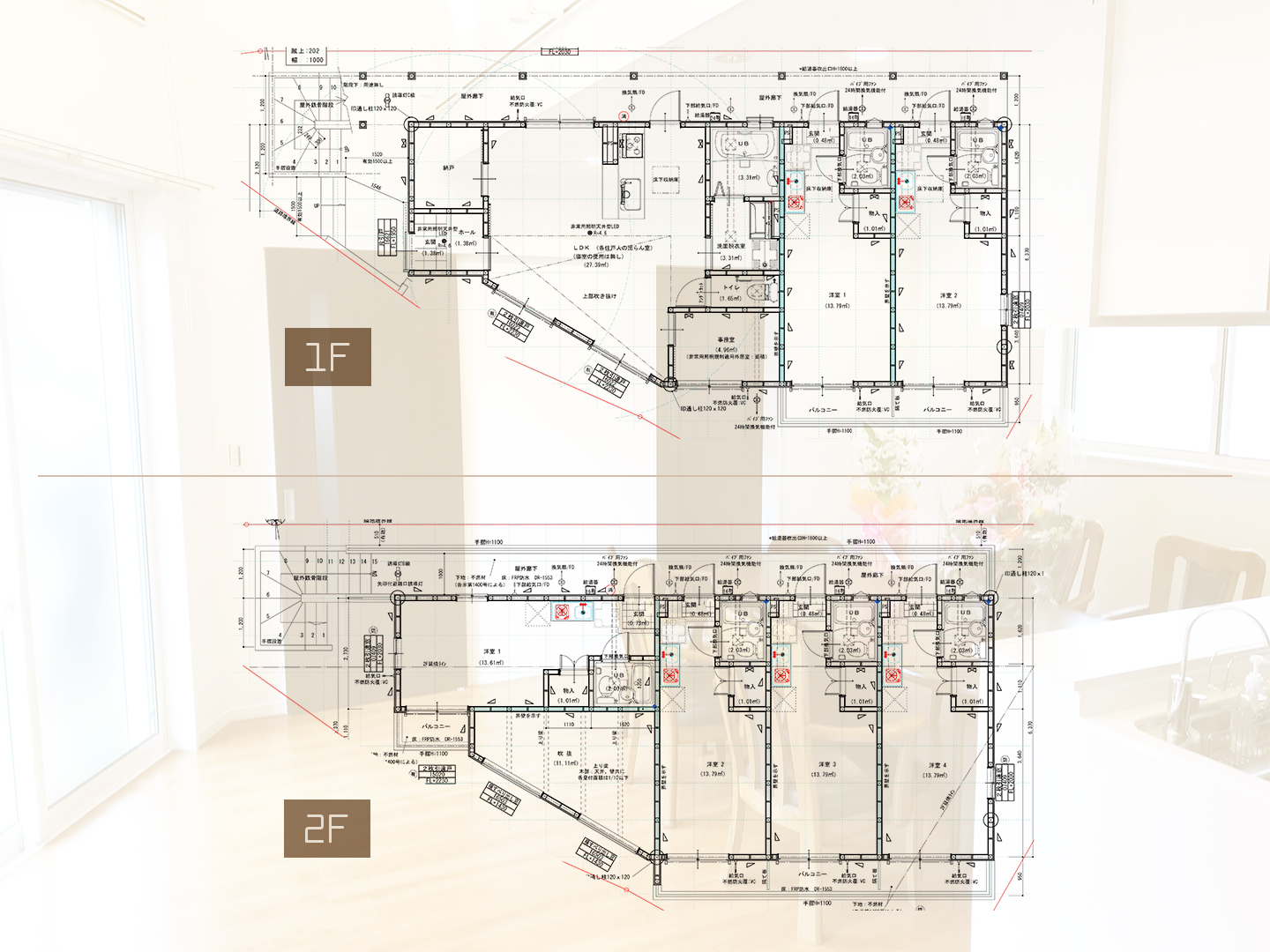 施工事例：グループホーム新築。入居者様の独立性を高く保つ設計の図面
